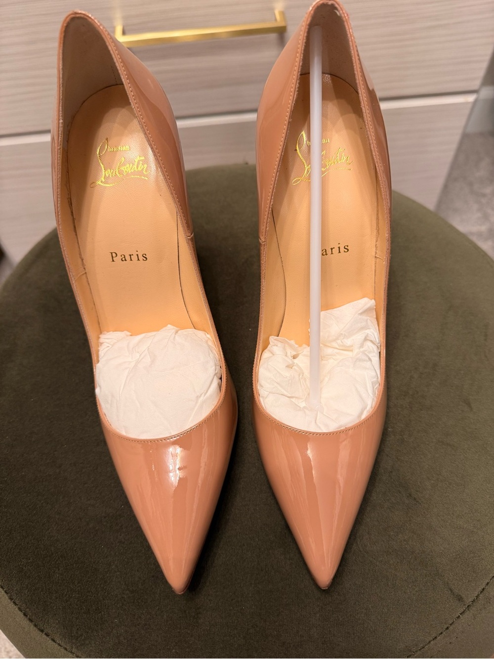 Christian Louboutin Patent Nude-Pink So Kate Pointed Toe Pumps